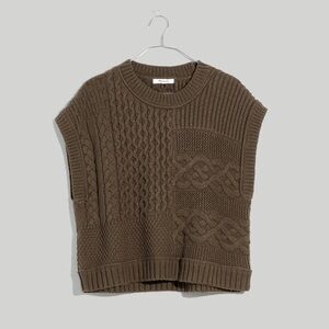 Madewell Patchwork Sweater Vest in Cargo Green